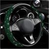 2 PCS Steering Wheel Cover, Segmented Car Wheel Covers With Crystal Rhinestones, Non-Slip Protector Bling Sparkly Decoration For Most Steering