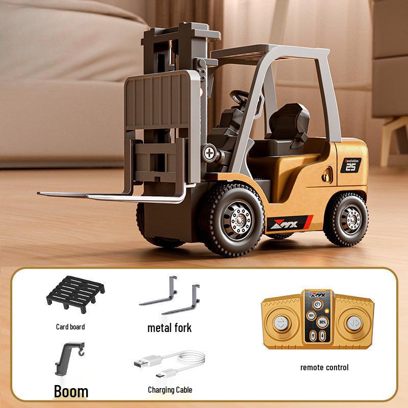 1:64 Mini Legering RC Gaffeltruck - Fjernstyrt Ingeniørkjøretøy Leketøy for Gutter