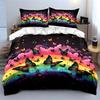 "Vibrant Butterflies and Rainbow Dcor" kid's and adults' bedroom decor Exquisite three-piece bedding set gift