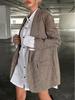 2025 European Cross-border Houndstooth Street Style Loose Retro Plaid Coat.