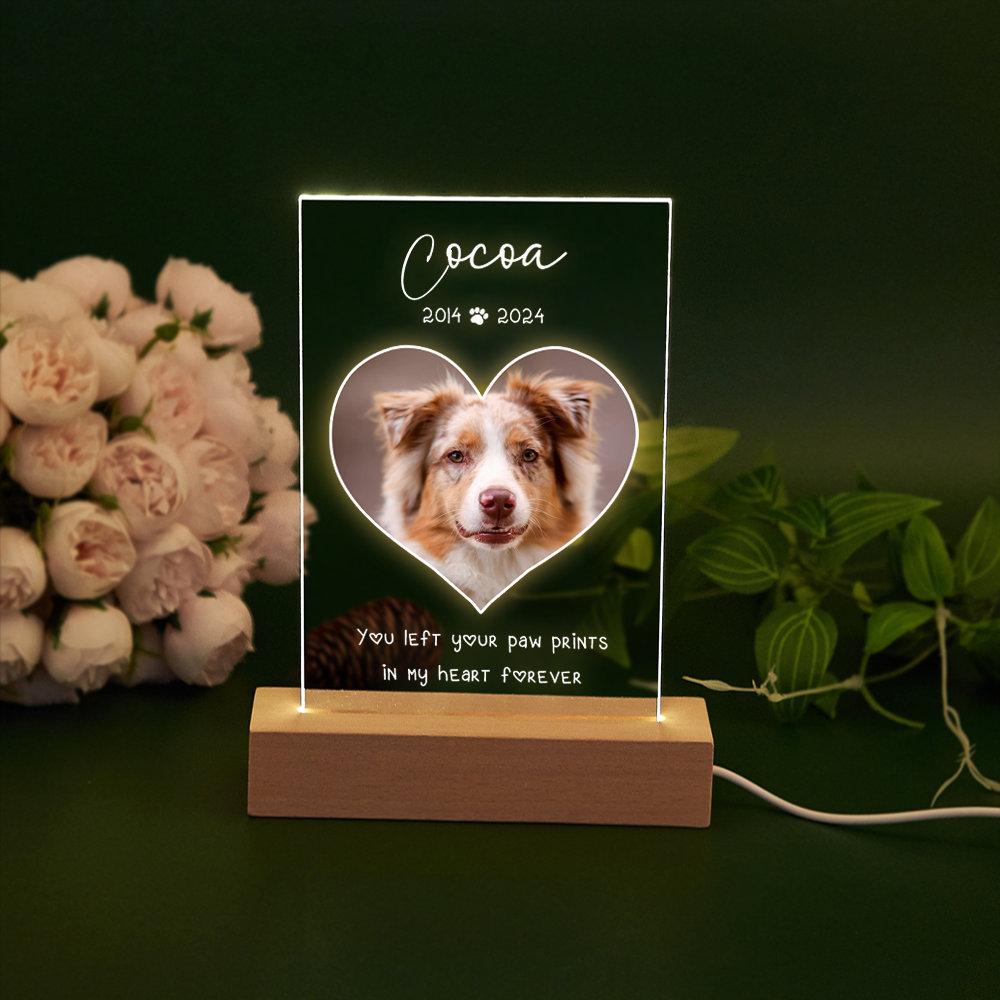 Custom Acrylic Dog Cat Portrait Lamp Personalized Pet Photo Text Glowing Decor Pet Memorial Comfort for Lost Pets Household Gift