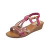 Women's Plus Size Peep Toe Rhinestone Flats, Casual Summer Sandals