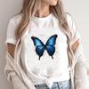 (Asian Size) Lovely Butterfly 90s Print Fashion Female Short Sleeve T-shirts Women's Top T Clothing Casual O-neck Graphic Tee