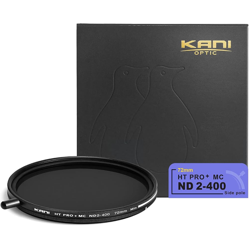 KANI 72mm Variable ND Filter HT PRO+ MC ND2-400, Maximum 8 2/3 Stops of Neutral Reduction, Detachable Adjustment Knob, Suppresses X-Shaped Iridescence
