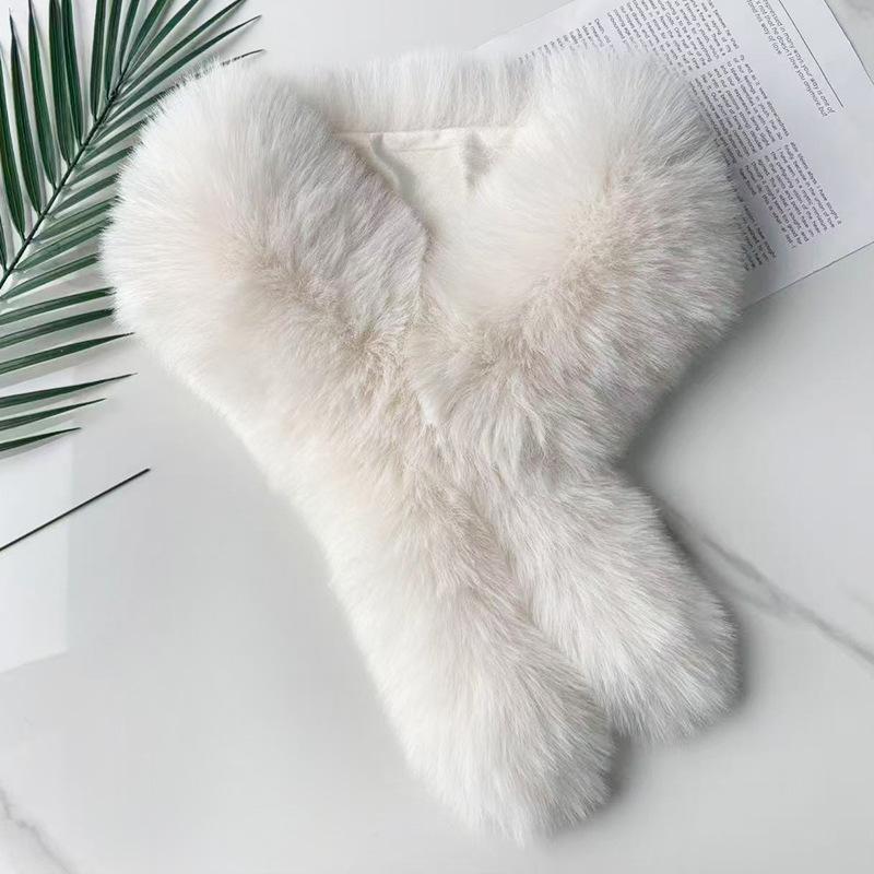 Herren Damen Kunstfuchsfell Magnetischer Schal Dick Warm Halskragen Einfach Vielseitig Winter Plüsch Nackenschutz
