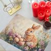 1 Stück Feder Osterhase & Blumig Polyester Platzsets, Maschinenwaschbare Tischmatten, Rechteckig, für Esszimmer & Küche