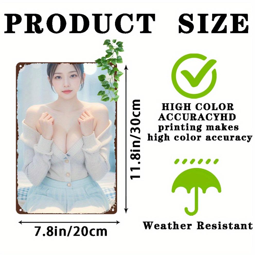 Anime Girl Vintage Metal Sign 8x12 inch Retro Wall Art Durable Aluminum Poster for Home Garage Cafe Decor