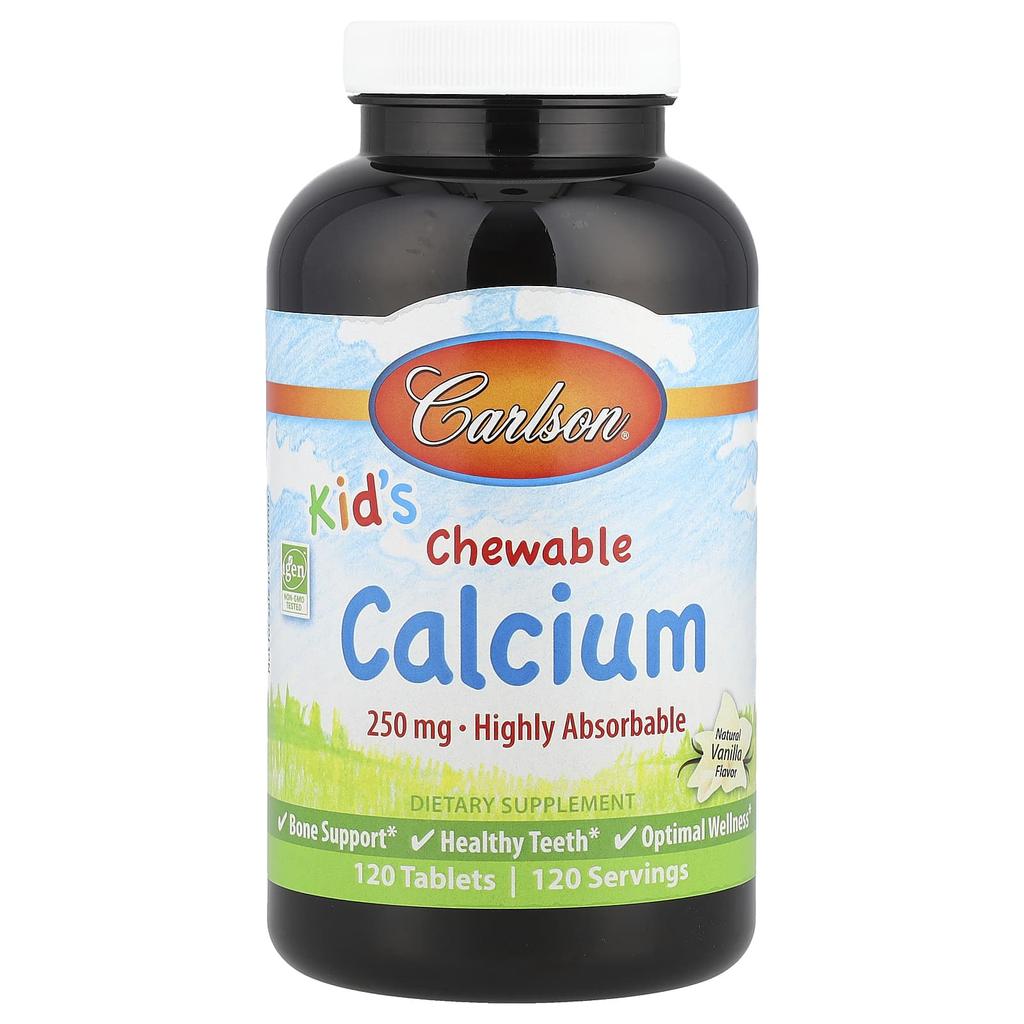 Kids Chewable Calcium Natural Vanilla Flavor 250Mg 120 Tablets