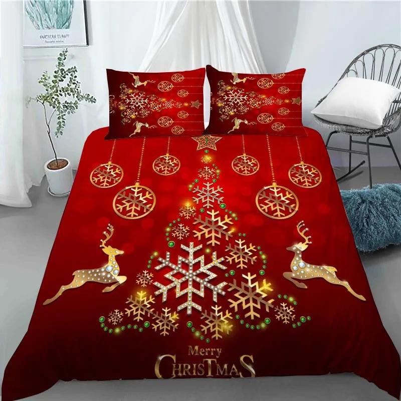 3D Christmas Decoration Duvet Cover Fashion Santa Claus Quilt Cover With Pillowcase Queen King Size For Kids Adult Bedroom Decor