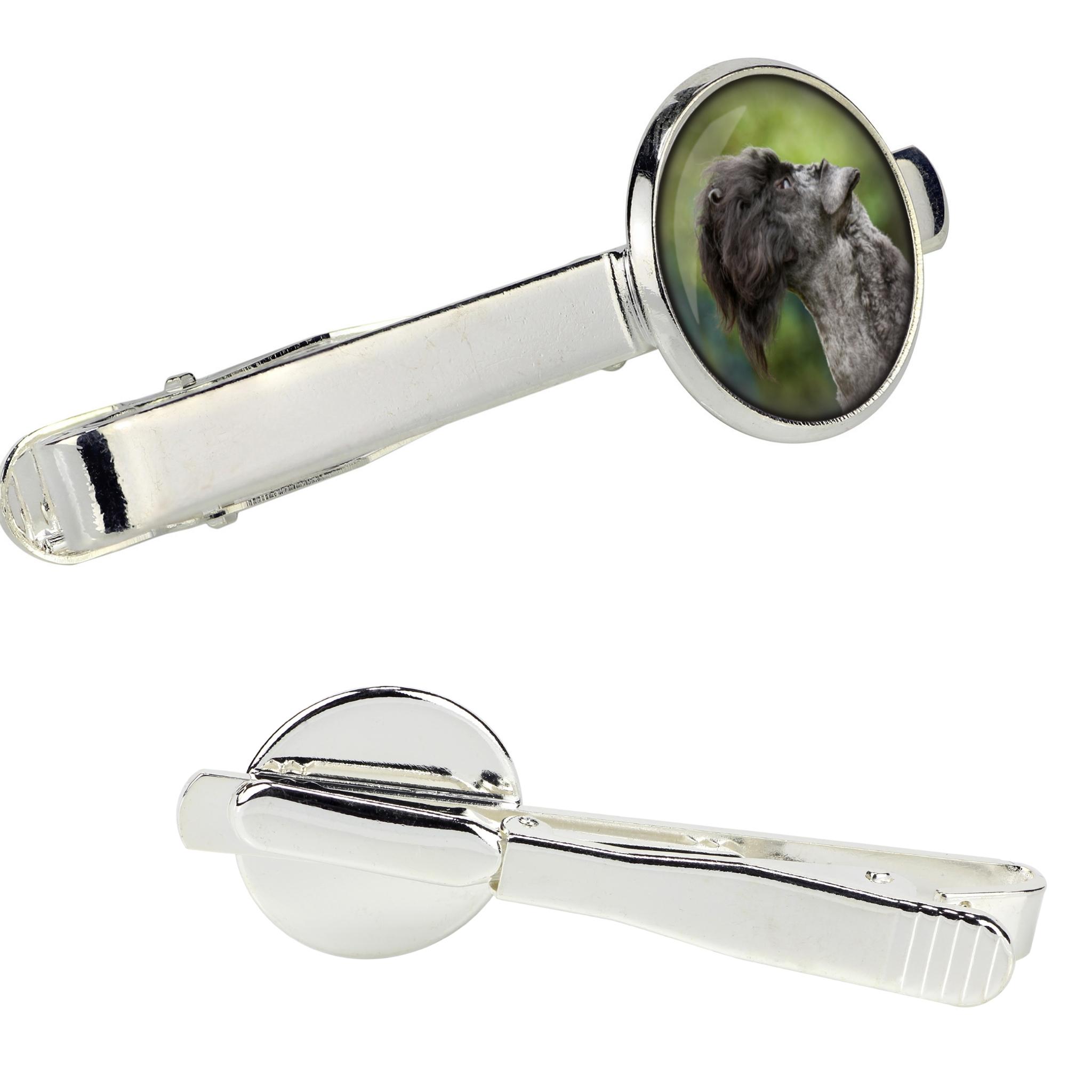 

Kerry Blue Terrier, Irish Blue Terrier - tie clip in a box, stylish tie, personalized jewelry from the Art-Dog brand срібний