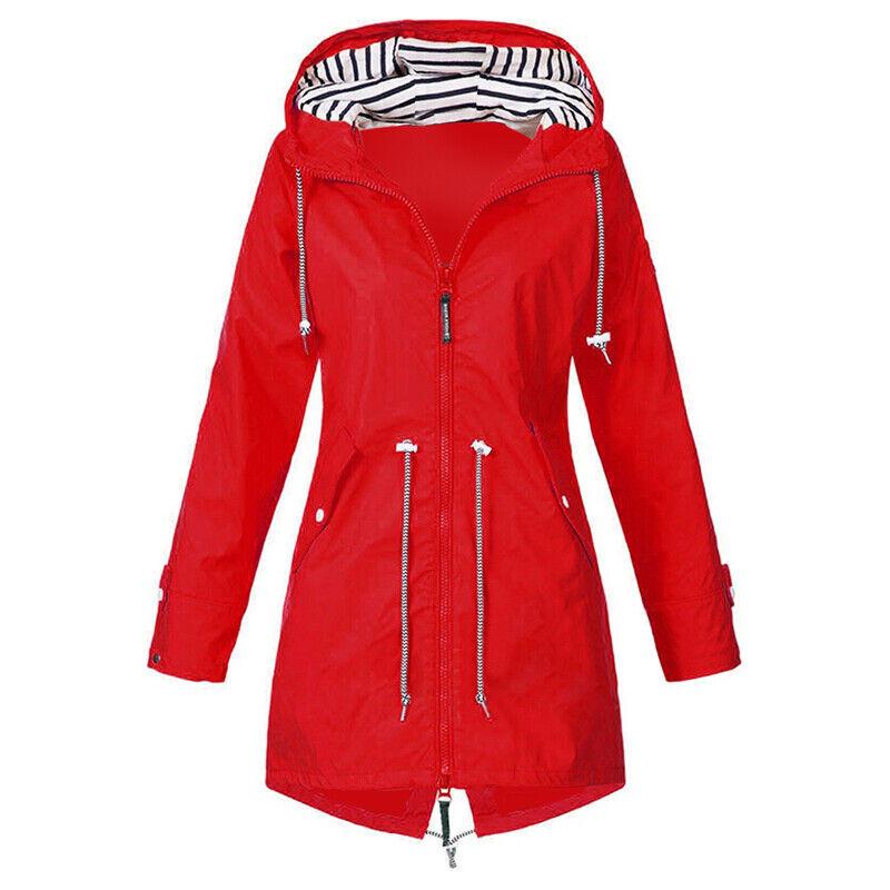 Women Waterproof Wind Jacket Coat Raincoat With Stylish Zipper Hoodies For Outdoor Use