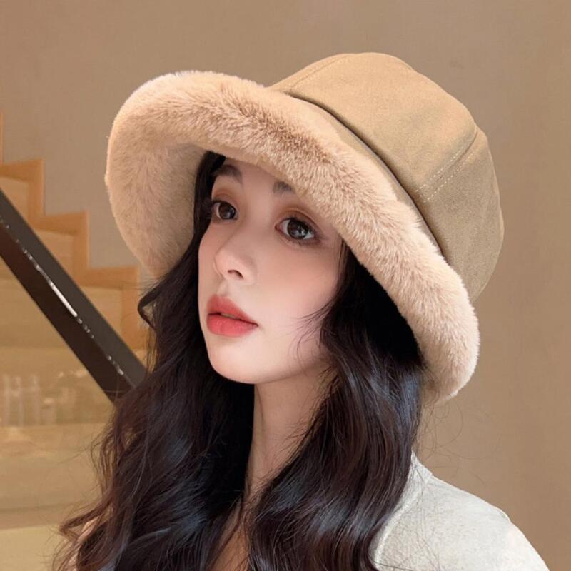Women s Fur Warm Soft Daily Bucket Hat C7924_Ivory