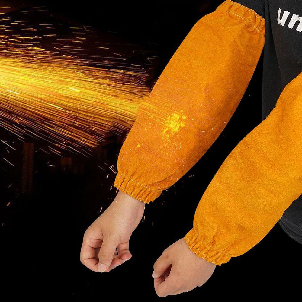Heat Resistant Welding Sleeves Cowhide Leather Work Welding Sleeves  for Men Women