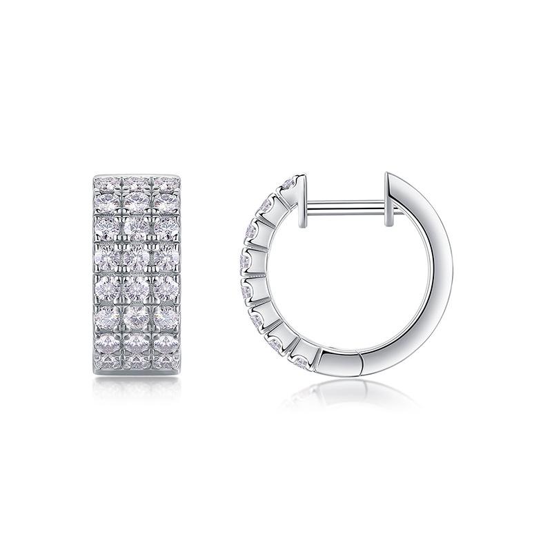 European and American Three-row Dense Zircon Earrings, Casual and Fashionable High-end Earrings, Daily Exquisite Versatile Earrings