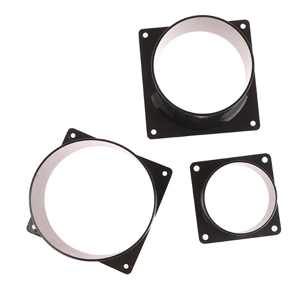 ABS Black Flange Connector 75/100/120/150mm Dia Square Bottom Air Inlet and Outlet Ducting Connection Flange Pipe Fittings