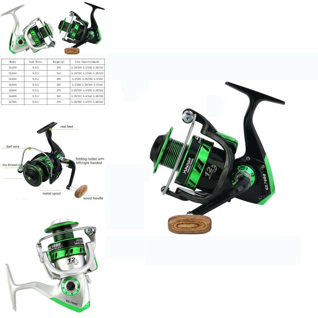 Premium Quality 12bb 5.51 Lure Spinning Reel With Metal Spool For Freshwater And Saltwater