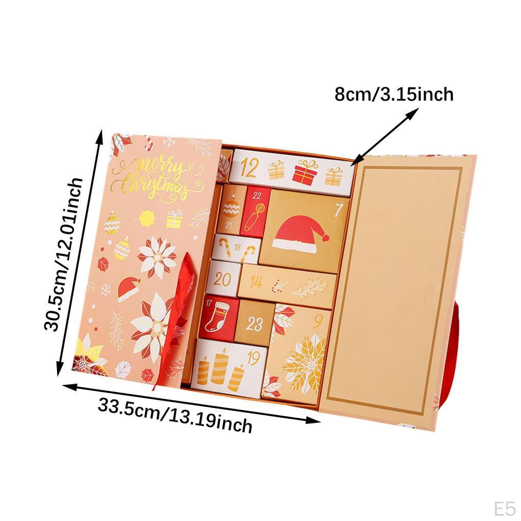 2x Christmas Calendar Gift Box Props Ornament 24 Days Decoration for Shop