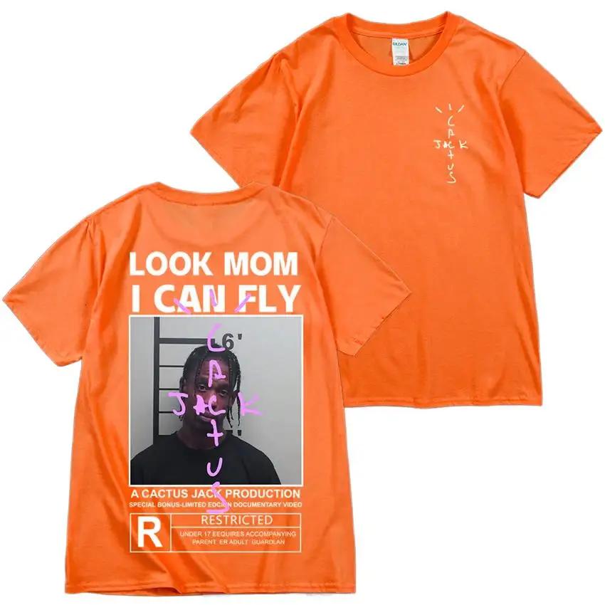 HOT SALE Cactus Jack T-shirt High Quality Cotton UnisexLOOK MOM I CAN FLY Tee ASTROWORLD Hip Hop Short Sleeve Tshirts Tops