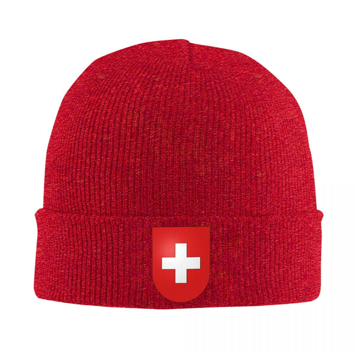 

Coat Of Arms Of Switzerland Flag Warm Knitted Cap Winter Knit Bonnet Hat Skullies Beanies Hip Hop Caps for Unisex One Size
