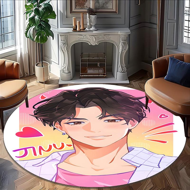 1pc KPop Demon Hunters31 Print Round Carpet Chair Round Carpet Suitable for Bedroom Living Room Home Decorative Carpet