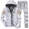 Men's Winter Fleece-Lined Casual Sports Two-Piece Set with Hoodie and Pants