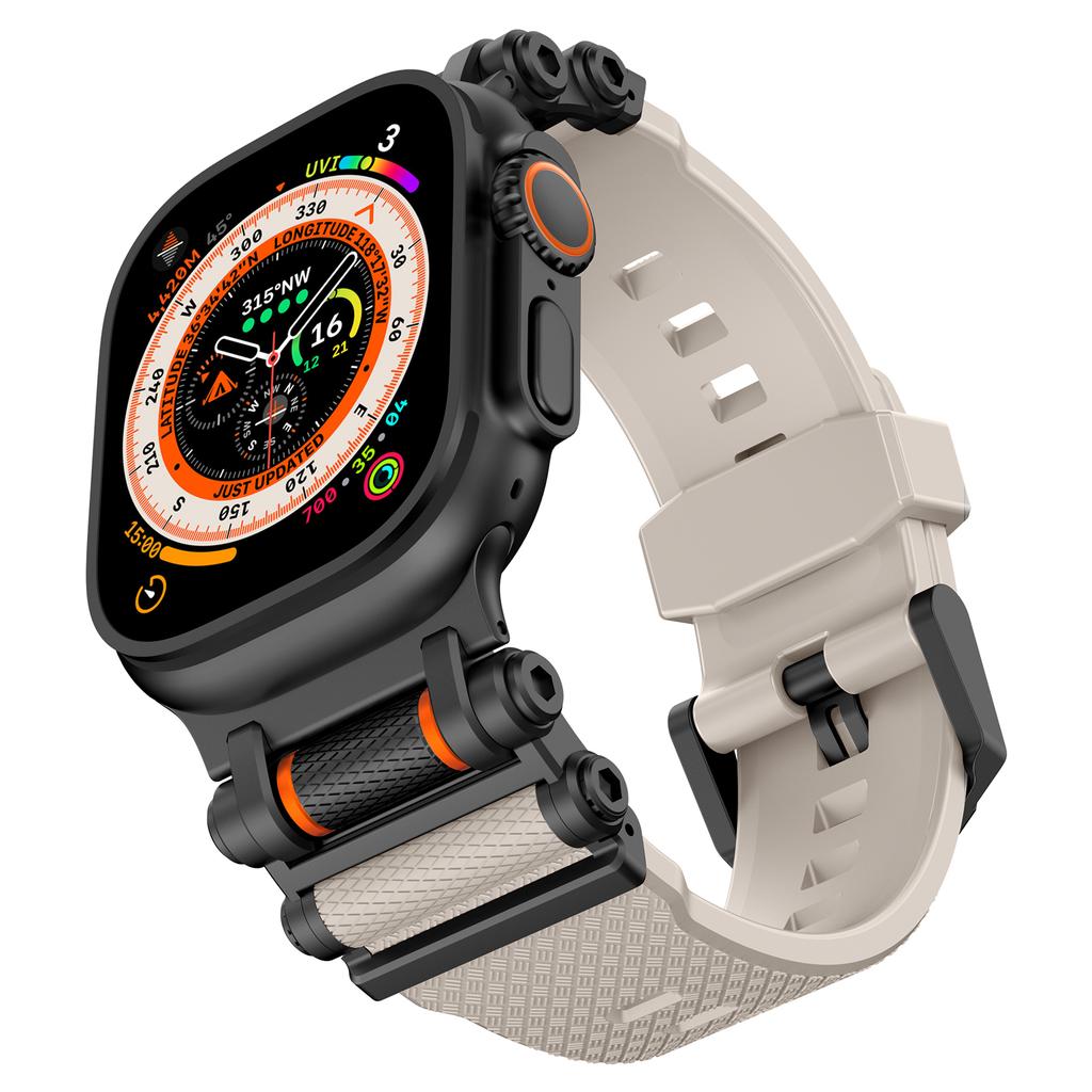Silicone Strap For Apple Watch Ultra 2 Band 49mm Rugged metal+rubber Bracelet iWatch Series 10 9 6 3 7 8 SE 44mm 45mm 46mm bands
