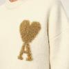 Maglione Unisex a Maglia Color Crema con Ricamo a Cuore d'Oro & A Girocollo Pullover Casual