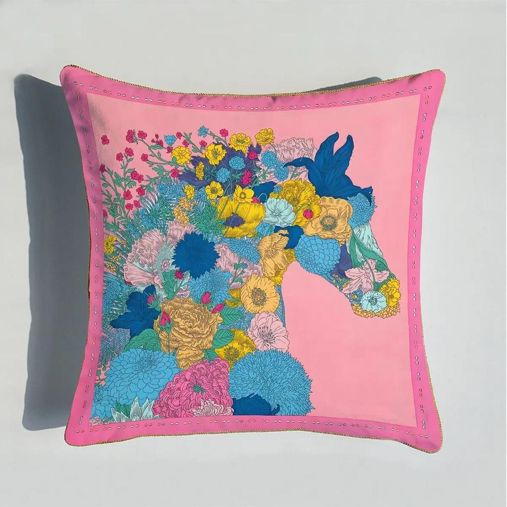 40/45/50/60cm Throw Pillow Polyester Cushion Cover Print Palace Rose Horse Pattern Sofa Couch Pillows for Home Decor Pillowcase