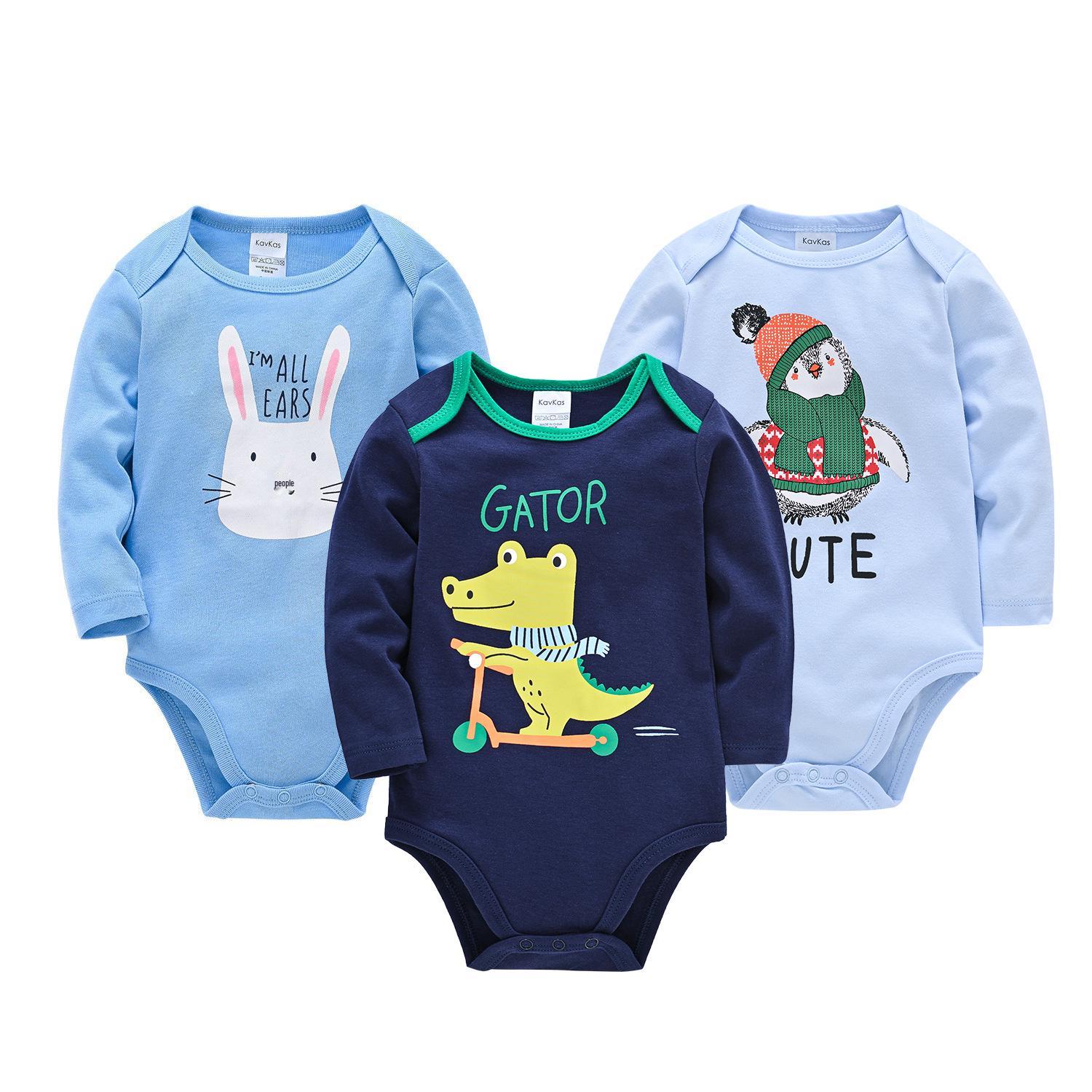 

Unisex Cotton Cartoon Baby Onesie 3-Piece Set - Long Sleeve for Spring/Autumn Newborns 0-3M