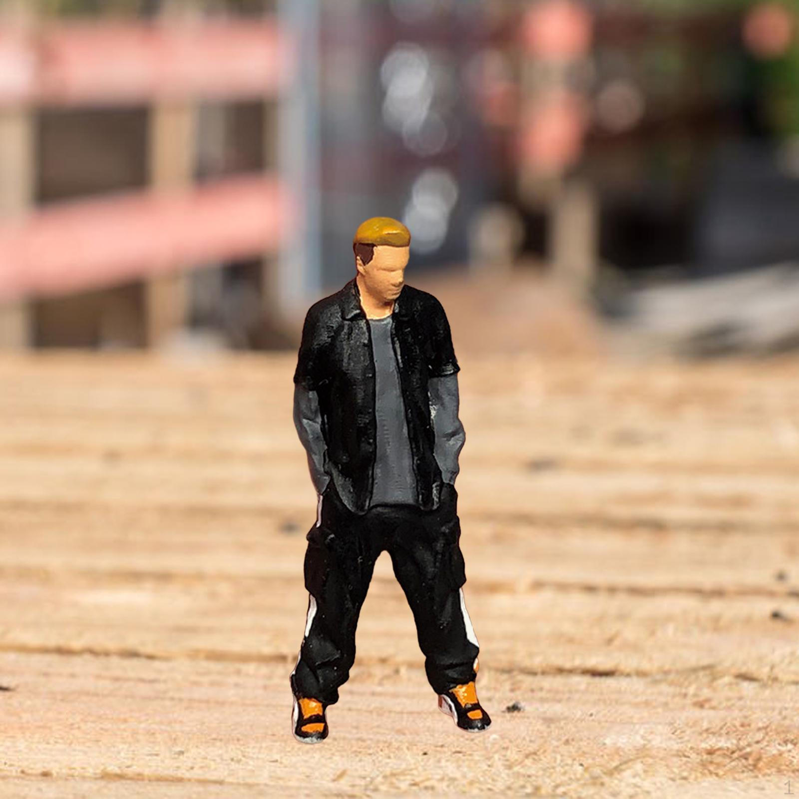 

1/64 People Figure Mini Figurine Train Park Street Figures Gentleman Hand black grey