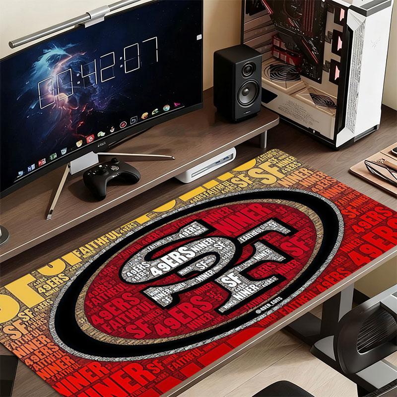 49ers logo Mouse Pad, Large Gaming Desk Mat, Non-slip XXL Mousepad for Laptop & Tablet, Mini PC Playmat with Stitched Edges