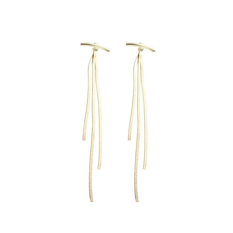 

Long Snake Chain Earrings For Women Gold Glossy Arc Geometric Statement Minimalist Fashion Jewelry Gift золотой