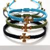Conjunto de Pulseras Cruzadas Nudo Ruyi: Pulseras de Cuerda Tejidas a Mano con Chapado de Aleación para Parejas