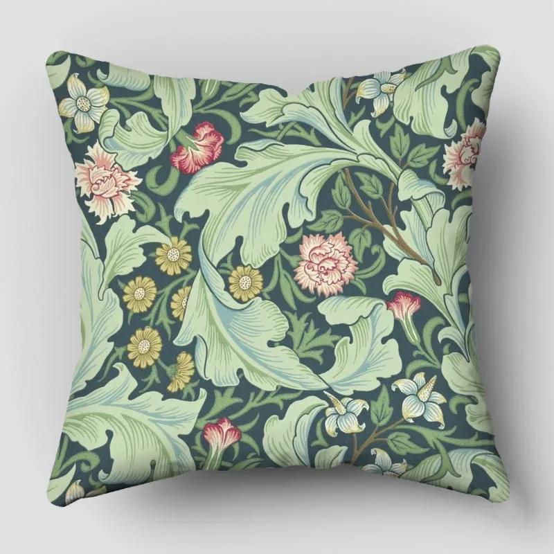 William Morris Pillow Cover Bedroom Home Office Decorative Pillowcase Square Zipper Pillow Cases Satin Fabric Eco-Friendly