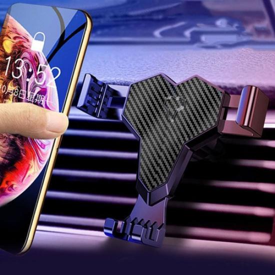 Carbon Fibre Gravity Mobile Cell Phone Stand Car Air Vent Mount Holder Support