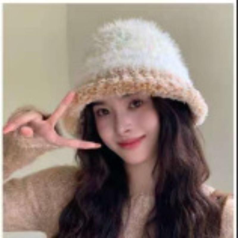 Fisherman Hat Women's Autumn and Winter Thickened Sweet Dopamine Color Matching Casual Face Showing Small Bucket Hat Versatile