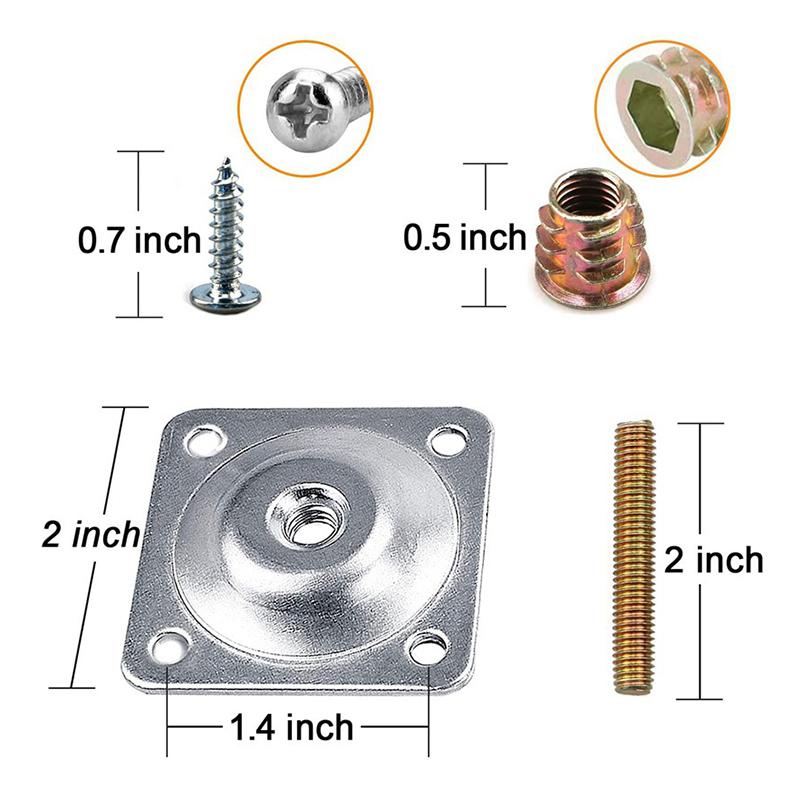 Furniture Leg Mounting Plates Thick Iron Brackets Connector Kit for Strengthening Tables Beds or Cabinets in DIY Projects