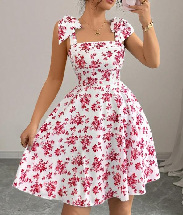 2025 Stylish European & American Off-the-Shoulder Dress Medium красный