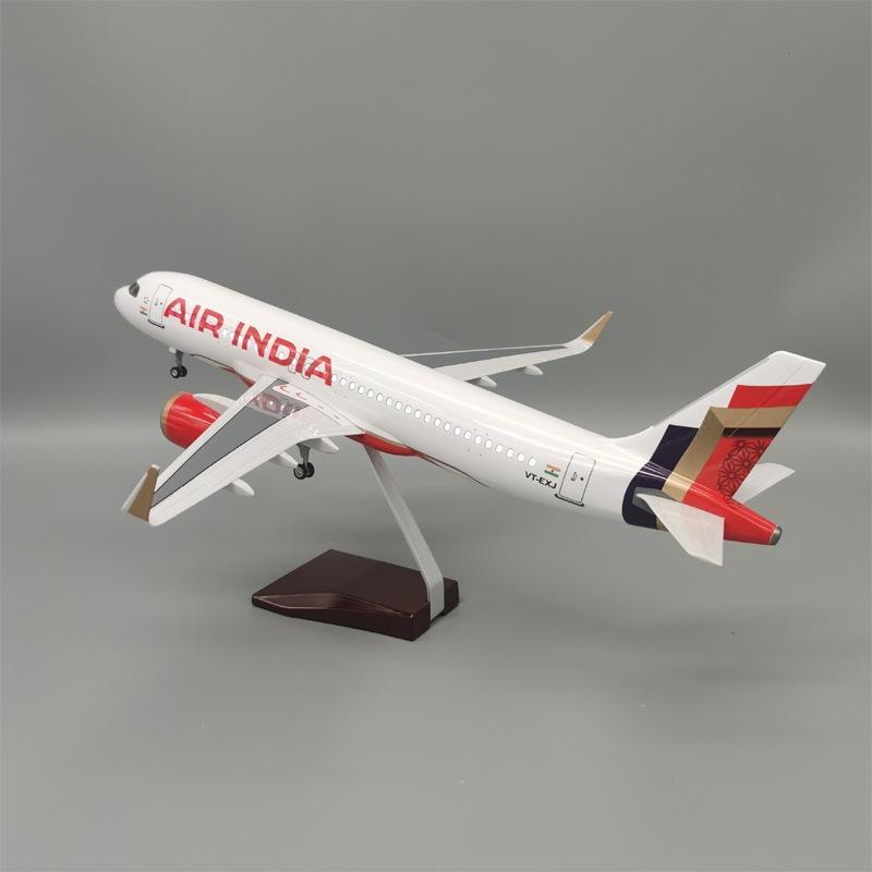 Air India Airlines Model 47cm Airbus 1/80 Scale Airplane A320 NEO Light and Wheel Landing Gear Diecast Resin Plane Model Gifts