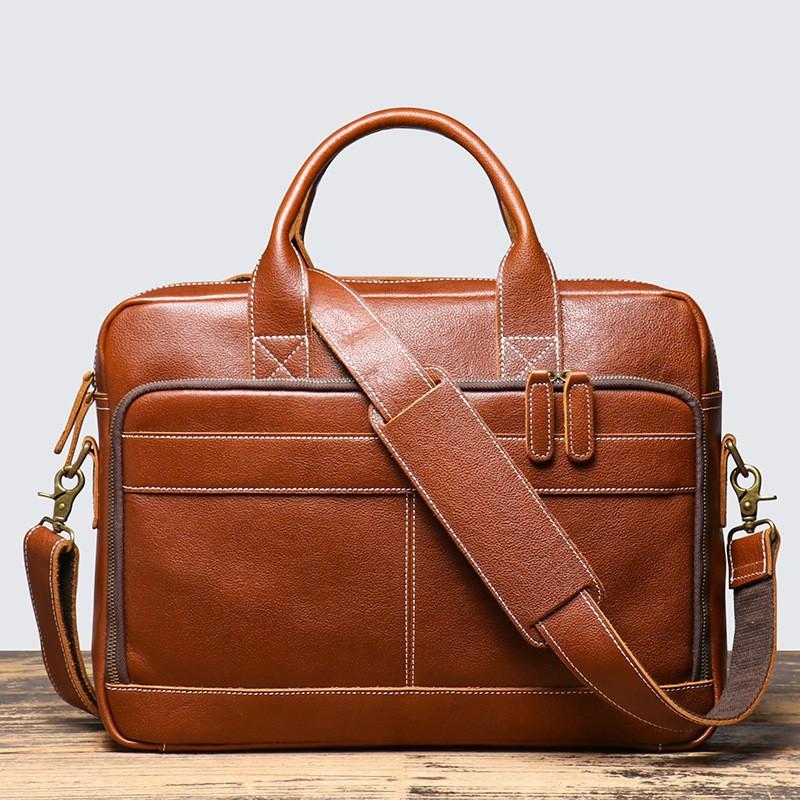 Business Commuter Handheld Leather Computer Bag Large Capacity Single Shoulder Fashion Briefcase Men