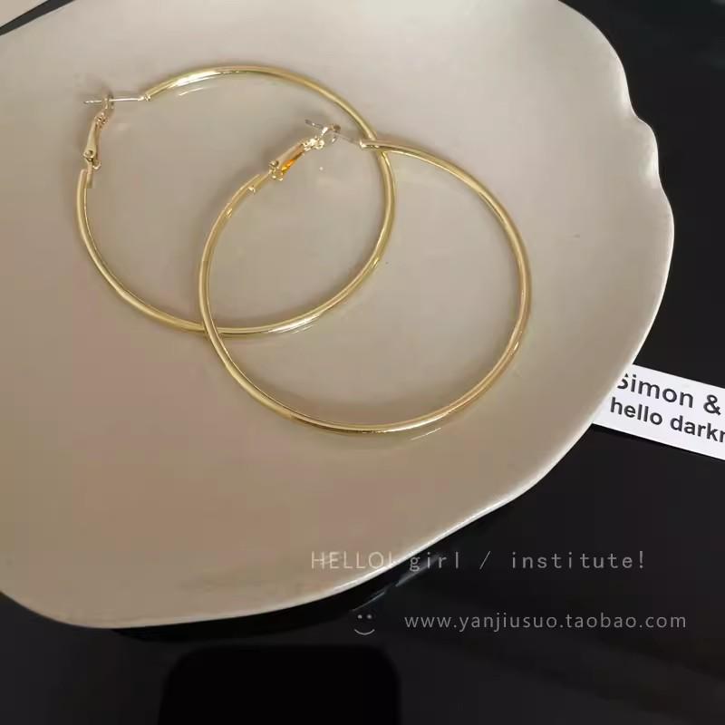 S925 Silver Needle Exaggerated Simple Hoop Earrings: Luxurious, High-End European & American Style for Women