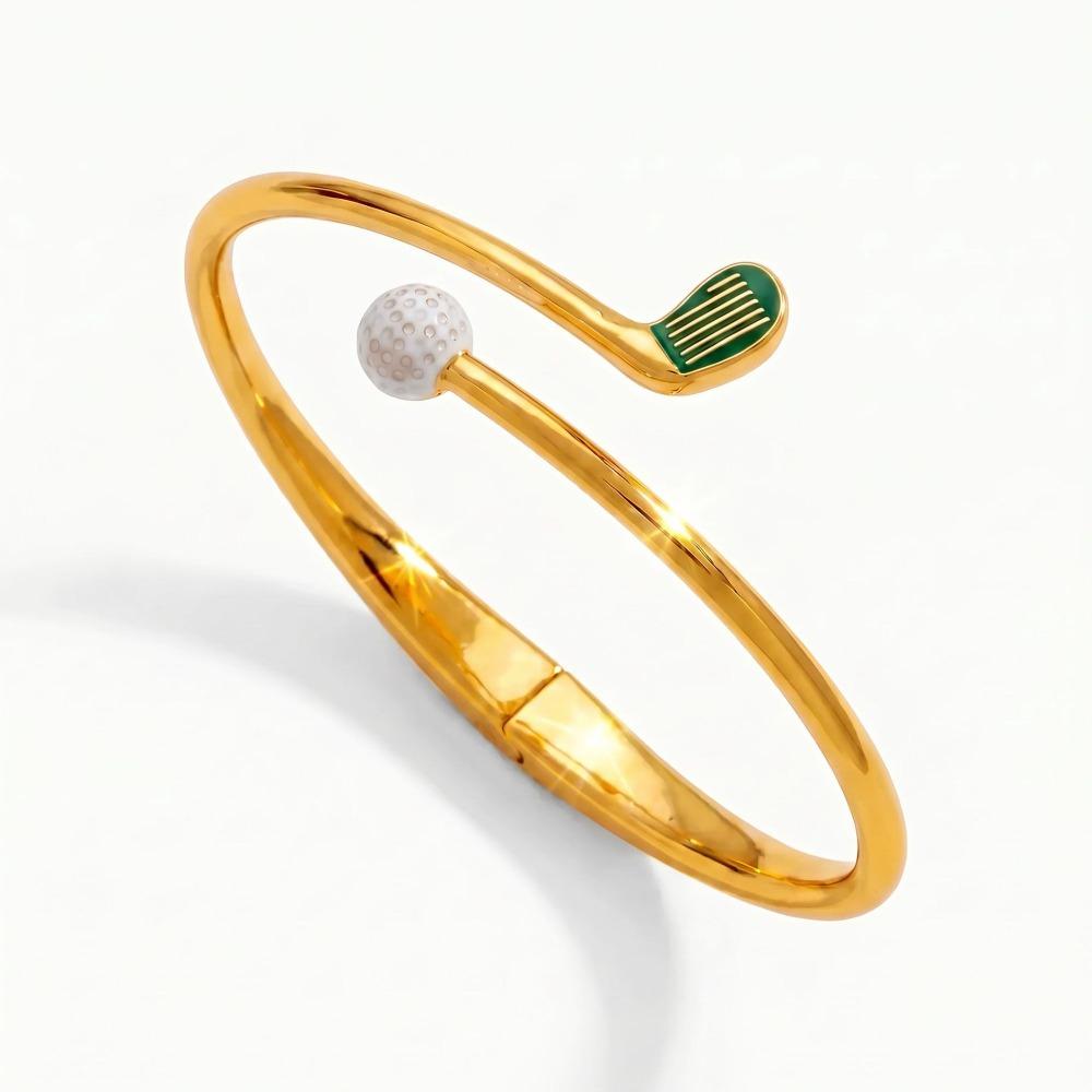 Open Sports Style Bangle Gold Inlaid Rhinestones Bracelet Simple Tennis Racket Bracelet Girl