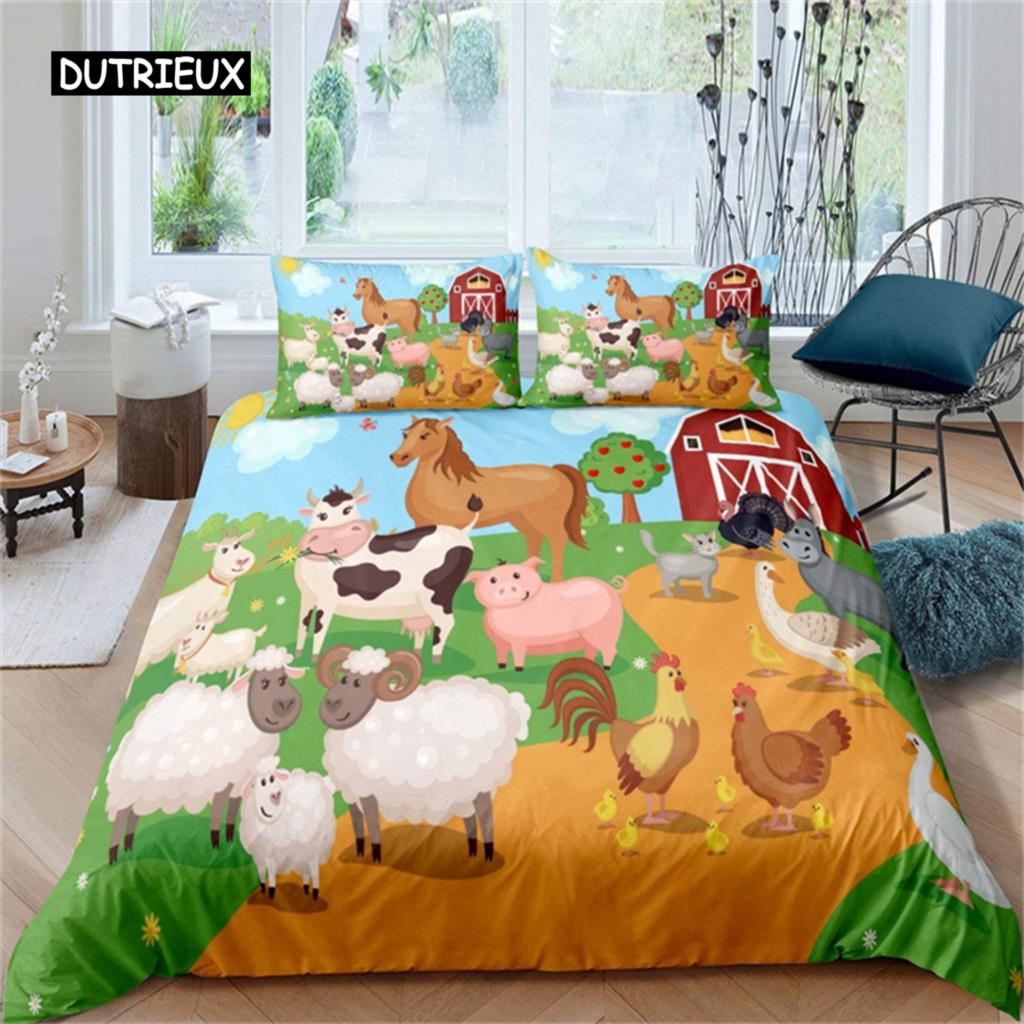 Cute Pig Duvet Cover Kawaii Pig Bedding Set Polyester Pigs Floral Comforter Cover Twin King For Teen Boy Girl Gift Room Decor