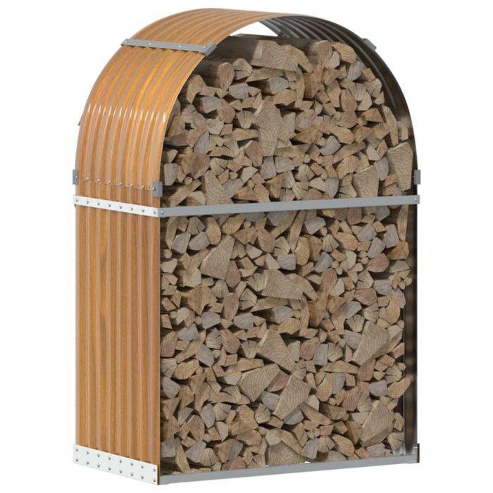 Porte-bûches - Marron clair - Acier galvanisé - 80x45x120 cm - Rangement extérieur - Mixte