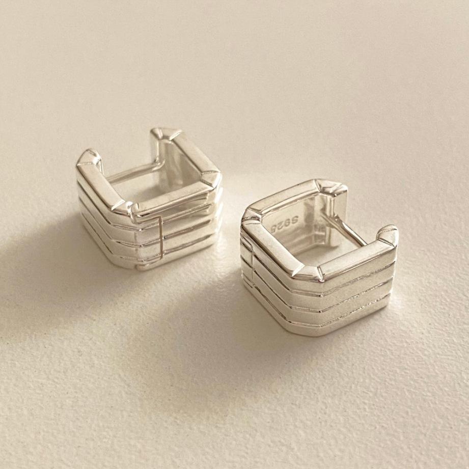 Fashion Jewelry 925 Sterling Silver Geometric square Hoop Earring for Women 18K Gold Plated 925 Silver Earring Jewelry