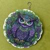 Vibrant 10-Inch Metal Wind Chime with Colorful Owl Design, 360° Rotating Hook - Battery-Free
