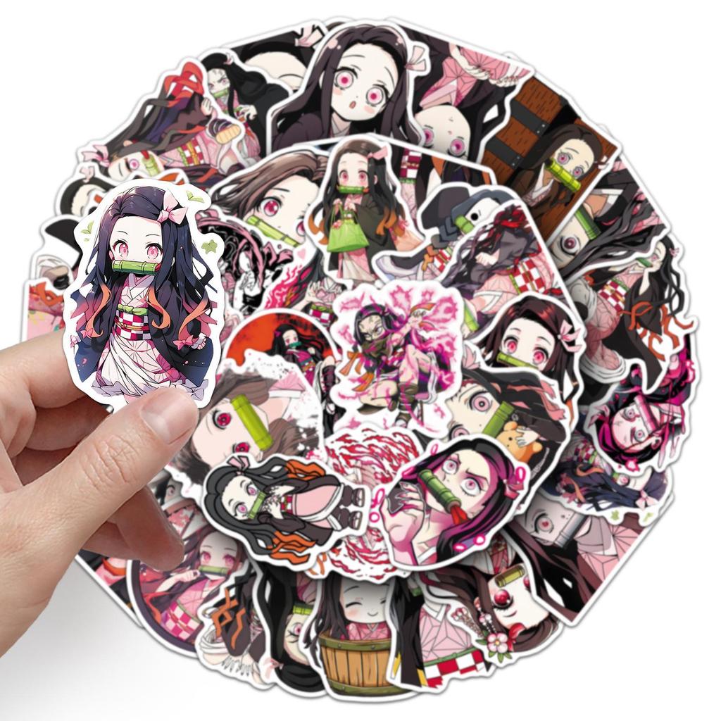 50 Nezuko Japanese Anime Stickers - Demon Slayer Skateboard & Computer Decor