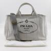 PRADA Canapa Handbag 1BG439 Triangle With Logo Light gray denim Women Used