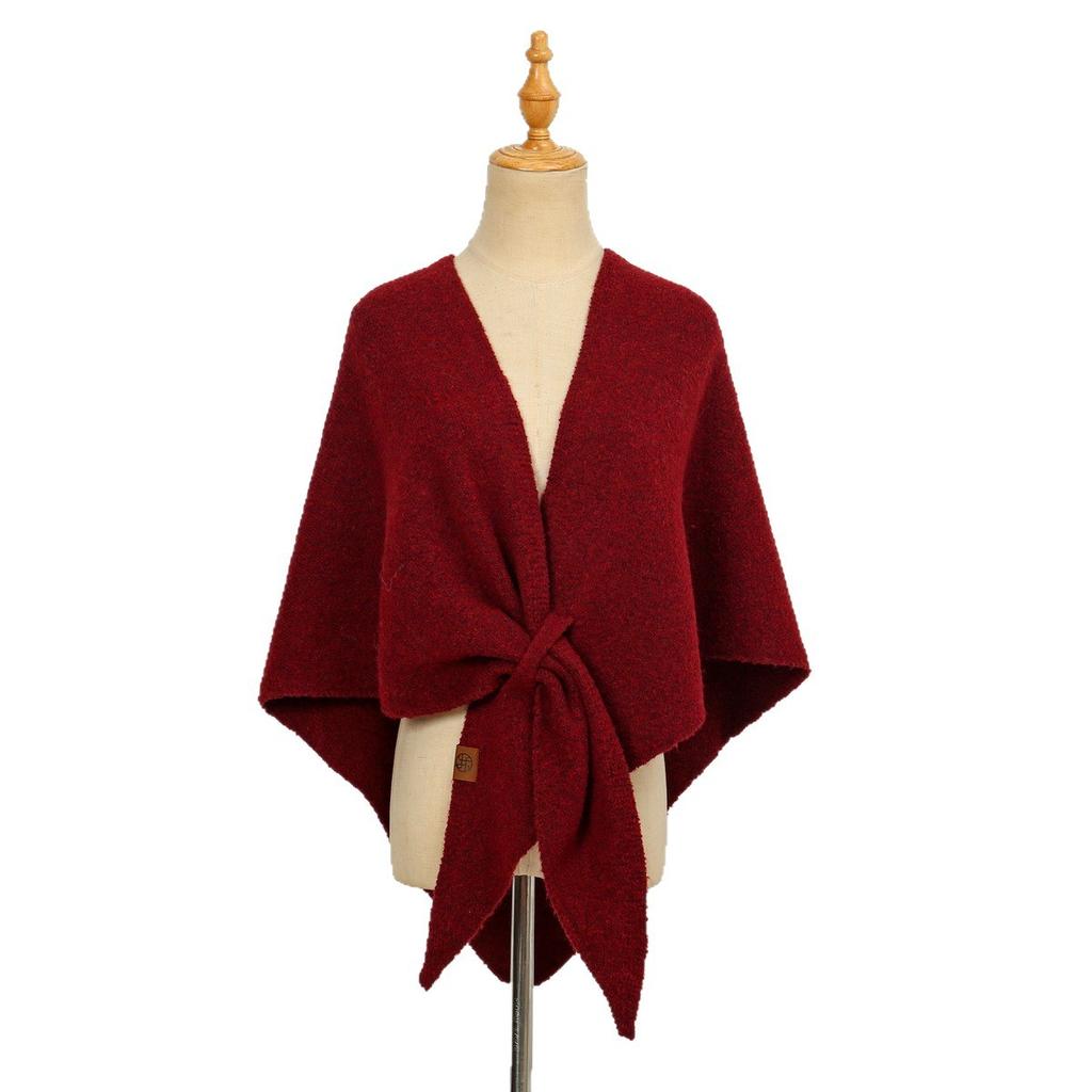 Lazy Travel Strolling Streets Triangular Scarf Women Autumn Winter Neck Protection Warm Air-conditioned Room Solid Color Shawl Outdoor Wear