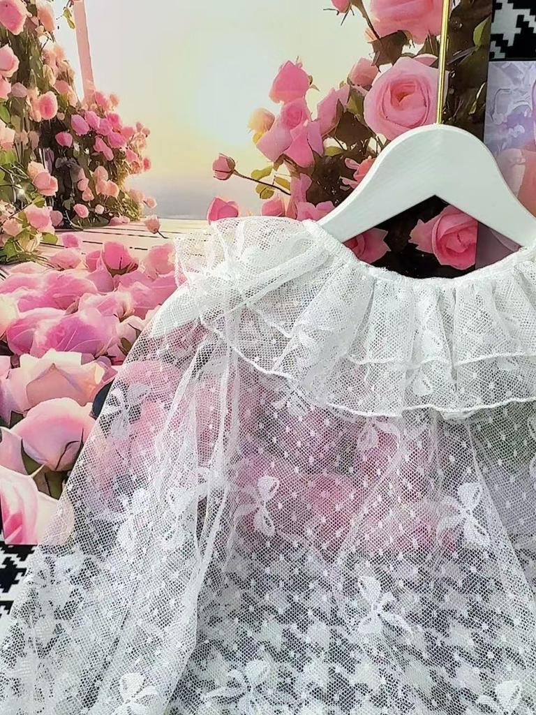 Lolita Spets Dubbla Lager Babydoll Sommartopp för Flickor